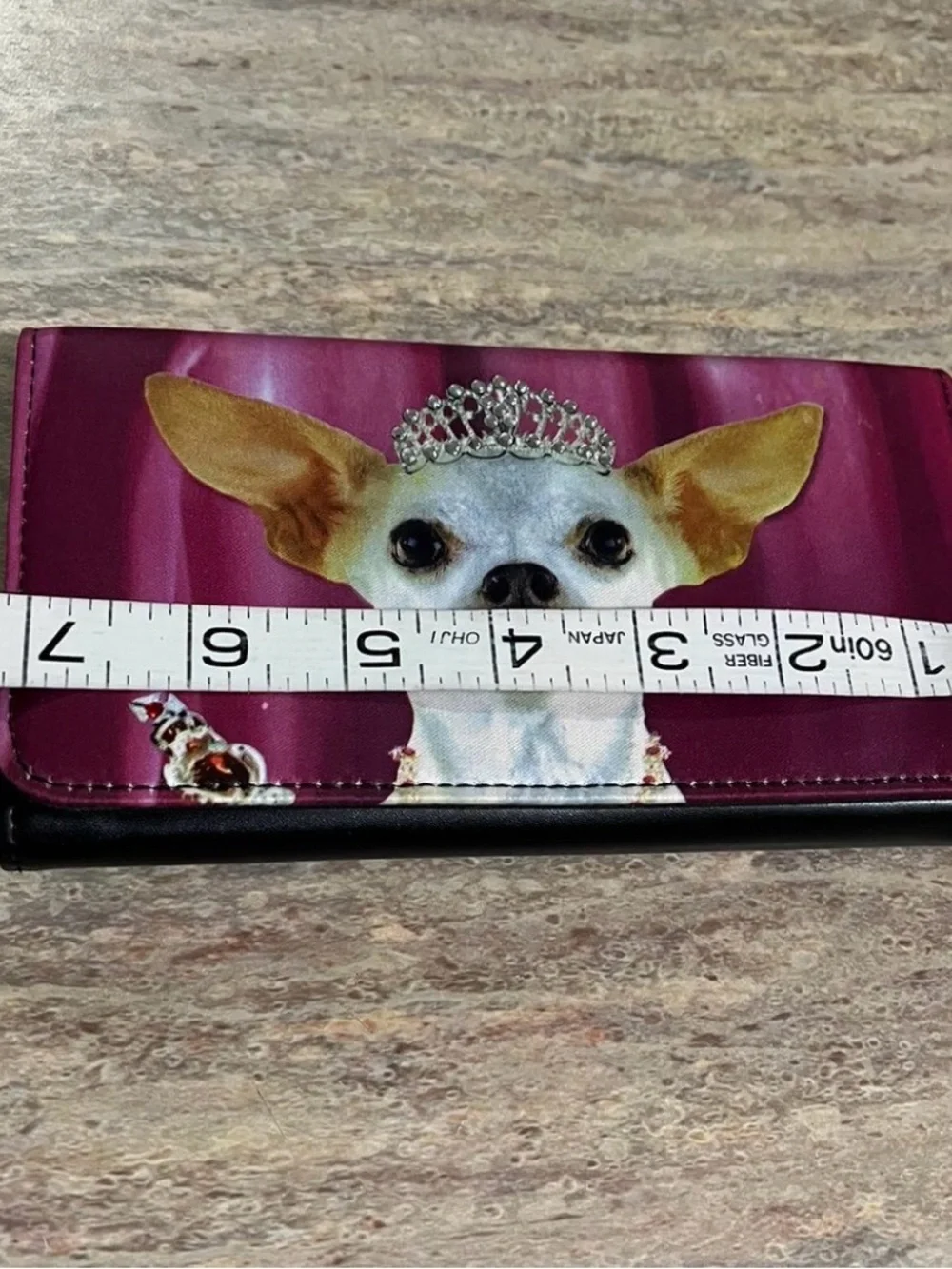 Chihuahua Dog Princess Tiara Trifold Wallet with Bling